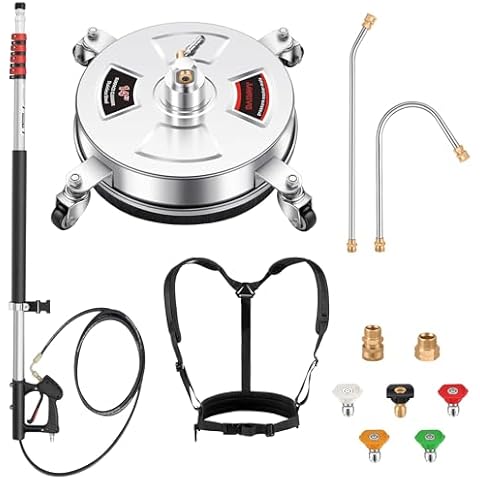 DAIMOT 24 FT Gutter Cleaning Tools from The Ground - 14" Pressure Washer Surface Cleaner Cover