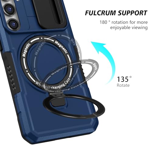 FRLMOOES for Samsung Galaxy S22 Plus Case Magnetic Compatible with MagSafe Wireless Charging,for S22+Plus Case Built-in Stand+Camera Cover,with Screen Protector,Shockproof Heavy Duty Protection Blue by FRLMOOES - Image 5