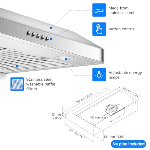 AMZCHEF Under Cabinet Range Hood 30 Inch - Image 4