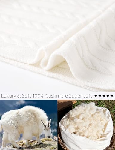 Soft Warm 100% Cashmere Scarf for Women Lightweight Luxury Cable Stitch Scarves with Gift Box3