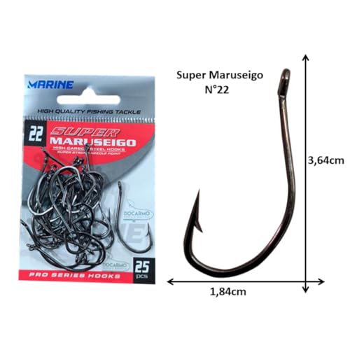 Kit Anzol de Pesca Super Maruseigo Black N°20 N°22 N°24 Preto