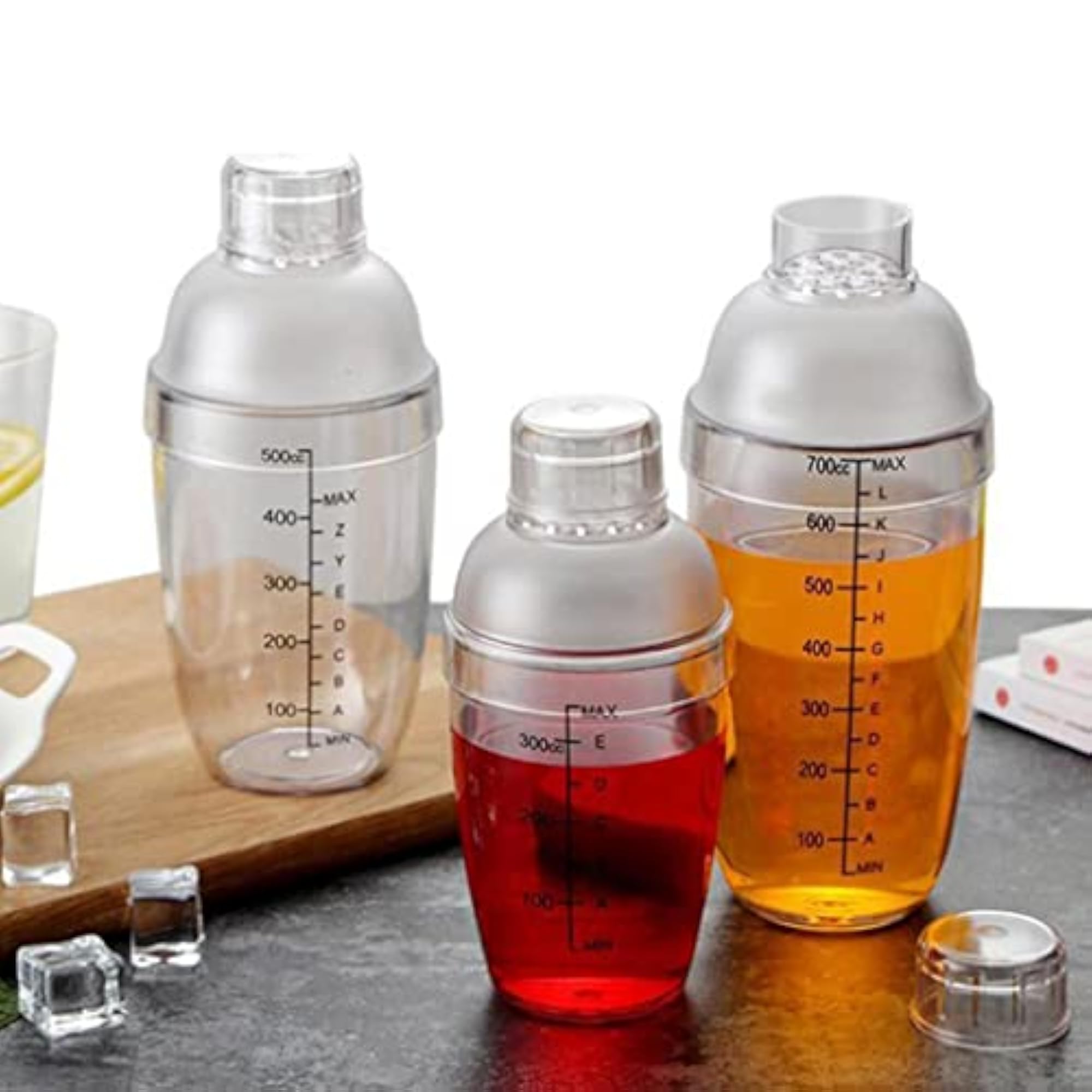 Cocktail Shaker Clear Matte Bottle, 700cc, Set of 2