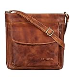 STILORD 'Melina' Vintage Damen Ledertasche Kleine Umhängetasche für Frauen Elegante Schultertasche Handtasche zum Ausgehen Freizeit Abendtasche Leder, Farbe:larino - braun