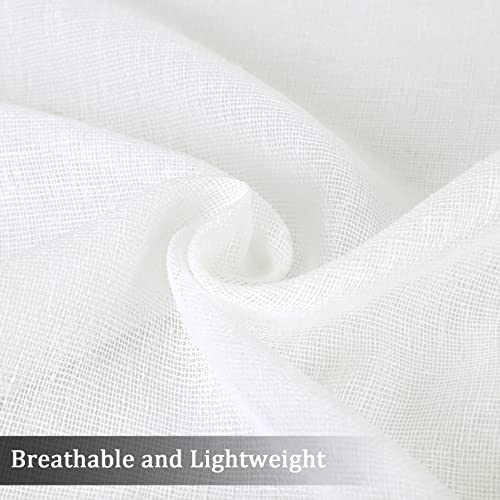 Caremee Short Cafe Curtains Semi Sheer Small Tier Curtain Linen Textured Kitchen Curtains Small Bathroom Window Treatment With Lace Tassel Farmhouse Half Window Treatments, W27 X L30, White #TOP3