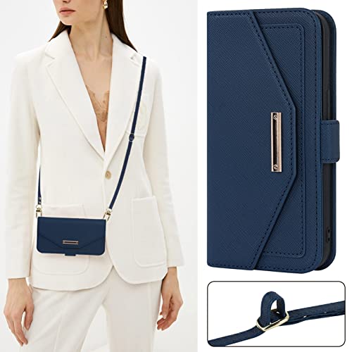 Jaorty Crossbody Wallet for iPhone 15 Case with Strap,6.1",Blue by Jaorty - Used condition - Image 3