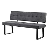 B&D home Sitzbank Sigfrid - Eckbank Esszimmer Mit Lehne, Sitzbank Flur, Pflegeleichter Bezug aus Microfaser in Anthrazit, Kaltschaum-Polsterung, Für Esszimmer, Küche & Flur, 160 cm