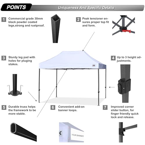 Image of ABCCANOPY Patio Pop Up Canopy Tent 10x15 Commercial-Series (White)