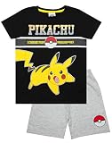 Pokemon Pyjamas für Jungen Kinder Pikachu T-Shirt Pokeball Shorts PJs 7-8 Jahre