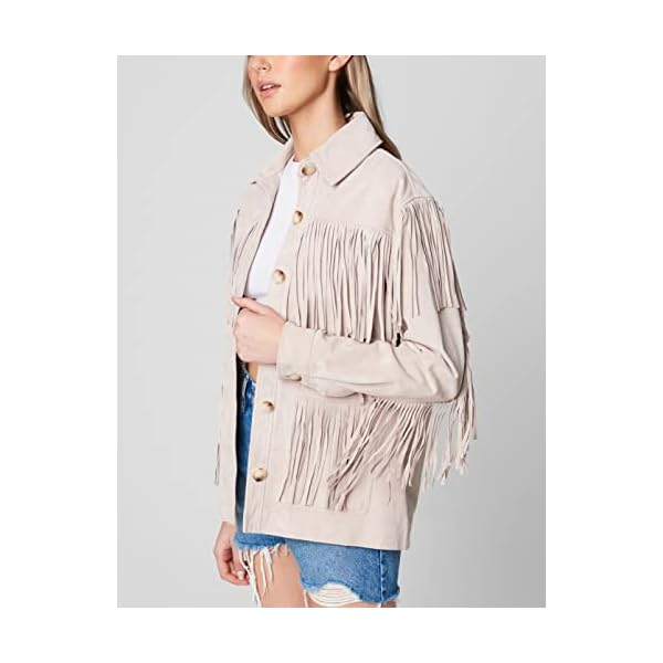 [BLANKNYC] Womens Real Suede Fringe Shirt Jacket, Stylish Coat & Designer Clothing - Image 4