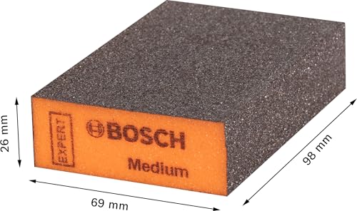 Bosch 1x EXPERT S471 Standard Schleifschwämme (für Farbe auf Holz, Weichholz, Ø 69 x 97 x 26 mm, mittel, Professional Zubehör Handschleifen)