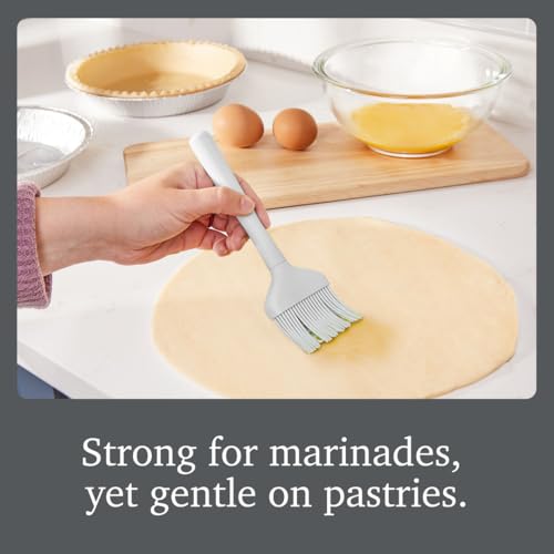 Image of Tovolo Silicone Basting Brush for Cooking and Pastry, Flex Core Oyster Gray Silicone Pastry Brush Oil Egg Wash Spreader, BBQ Sauce Marinade Meat Cooking Brush Heat Safe 600F Grilling Utensil