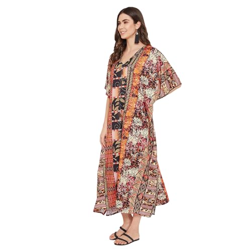 Image of Oussum Women Long Maxi Plus Size Polyester Kaftan Gown, Womens Kaftan Dresses Lounge Resort Wear, Plus Size Kaftan