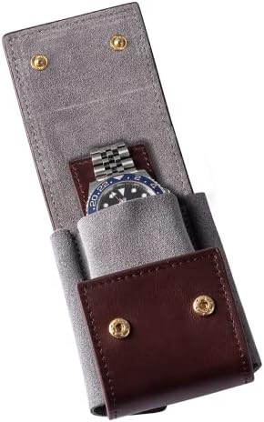 QWATCHBANDS Watch Pouch & Case For Travelling - Portable Travel Watch Cases - Travel Watch Bag and Storage - Genuine Leather Watch Holder for Luggage - Single & Double Watch Pouches