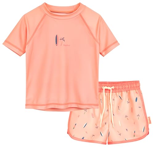 Playshoes Mädchen Zweiteiler Rash-Guard-Set, Rosa Surfbrett, 122/128 cm