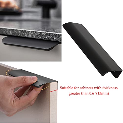 Apacali 15Pcs Back Mount Finger Edge Pull Black 4.7 Inch Aluminum Hidden Drawer Kitchen Cabinet Handles Modern Style Concealed Tab Pulls Room Door Handle Hardware 120Mm #TOP4