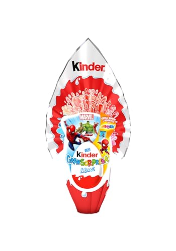 Kinder GranSorpresa Maxi Spider-Man, Œuf de Pâques en Chocolat au Lait avec Surprise Marvel, 220 g