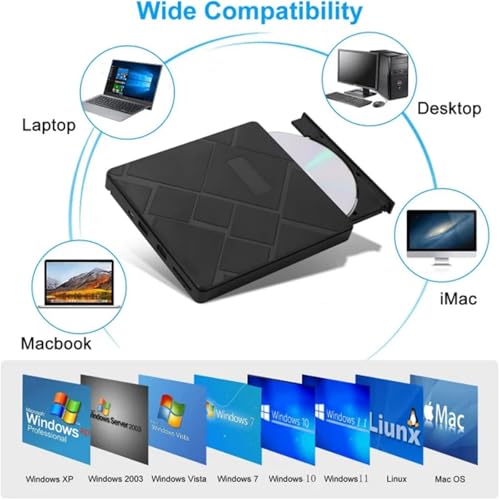 Reproductor y grabador de DVD externo con ranuras SD y TF para PC o portátil de escritorio 5