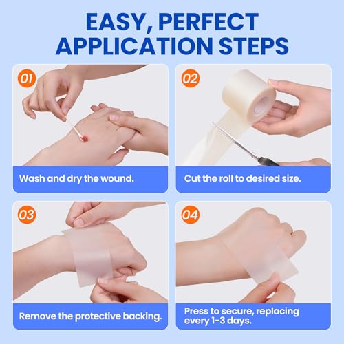 Image of Hydrocolloid Roll Adhesive Bandages Medical Grade Pimple Tape, 2in x 12ft