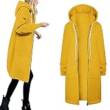 Sudadera con capucha para mujer 2024 de gran tamaño, informal, manga larga, otoño, invierno, cómoda, abrigo retro, bonito ocio, holgado, con bolsillos al aire libre, Basic Chaqueta, C- Amarillo, XXL