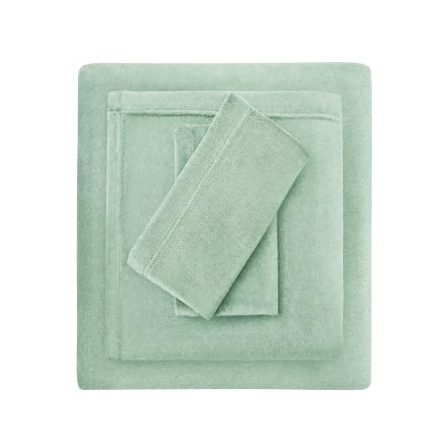 Viviland Plush Microfleece King Bed Sheet Set, Sage Green