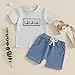 COORALLY Toddler Baby Boy Duck Outfit Short Sleeve T-shirts Elastic Waist Shorts Farm Clothes 2 Piece Summer Set (Blue, 18-24 Months)