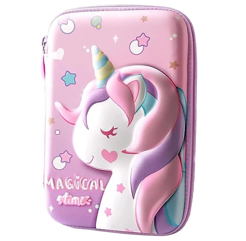 Papelería, Office Product Estuche para lápices de unicornio, Lindo estuche de lápices de gran capacidad EVA 3D, para regalo escolar para niñas, niños y adolescentes (Unicornio, L)