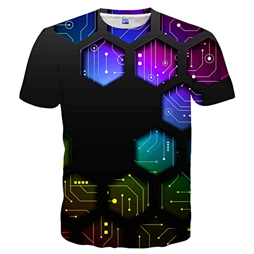 EOWJEED Unisex T-Shirts Men Women 3D Print Summer Crewneck Casual Short Sleeve Graphic Shirts Top Tees XL
