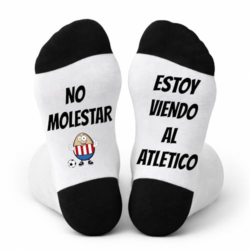 mundohuevo Calcetines Divertidos Hombre Fútbol “No molestar, estoy viendo al Atlético” – Regalo Original para Fans del Atlético de Madrid, Cumpleaños o Navidad mundohuevo Calcetines Divertidos Hombre Fútbol “No molestar, estoy viendo al Atlético” – Regalo Original para Fans del Atlético de Madrid, Cumpleaños o Navidad