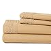Southshore Fine Living, Inc. Vilano Lace, 4-Piece, 21-Inch Extra Deep Pocket Sheet Set, Easy Care, Shrinkage Free Sheet Set with 1 Flat Sheet, 1 Fitted Sheet, 2 Pillowcases, Muted Gold, Queen