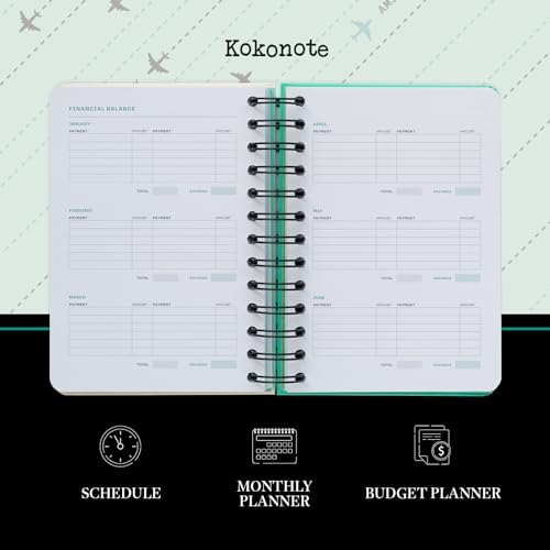 Kokonote Boarding Pass Petit 2024 Two Days Per Page Diary | January 2024 - December 2024 | 2024 Weekly Planner | Planner With Stickers & Pocket | 2024 Diary
