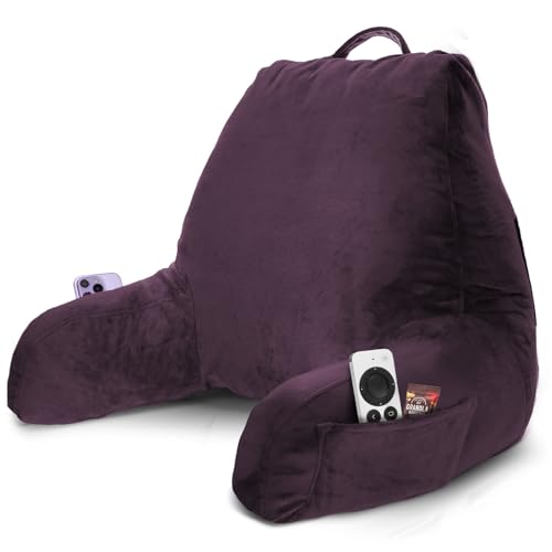 Image of Nestl Reading Pillow with Shredded Memory Foam, Designed for Sitting Up in Bed and Couch, Back and Arms Adjustable Support for Adult & Teens Backrest Pillows for Reading, with Washable Cover Purple