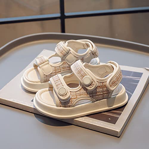 Girls Flip Flops Size 13 Kids Summer New Rubber Sole Light and Breathable Children's Fashion Personality Beach Sandals (Beige, 9.5 Little Child)4