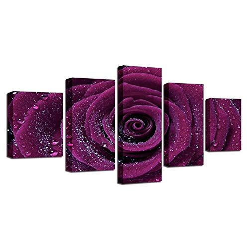 Photo motif moderne art décoration Dew and roses tableau mural 5 pièces