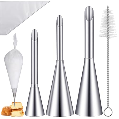 Puff Cream Filling Piping Tips Kit, 3 Pcs Stainless Steel