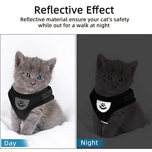 Cat Vest Harness And Small Dog Vest Harness For Walking, All Weather Mesh Harness, Cat Vest Harness With Reflective Strap, Step In Adjustable Harness For Small Cats (Black, S) #TOP5