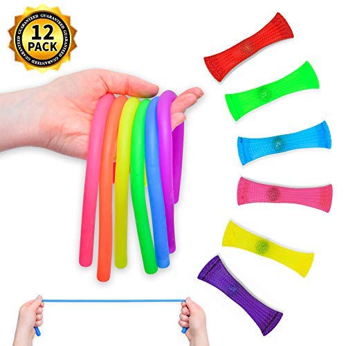 Sensory Fidget Toy Bundle - Set of 12 Colorful Stretchy Toys for Adults, Teens, & Kids | Tools for Stress Relief, Anxiety, Focus | Work, School, Office Accessories | ADHD, ADD, OCD, Autism