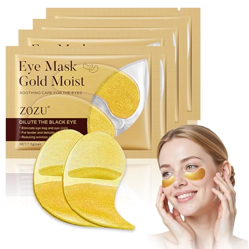 60 Parches Ojos Dorados,Eye Mask Pads,Hidratante Ojos Máscara,Parches Ojos Efectivos,Under Eye Gel Patches,Parches para Ojeras y Bolsas,Hidratante de Larga Duración (Dorado)