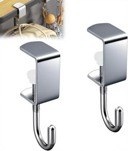 Yuiturt 2 Stück Taschenhalter für Tisch, Verstellbare Handtaschenhaken aus Metall, Tischhaken für Schreibtisch für Schreibtisch, Büro, Schule & Schlafzimmer, für Handtasche, Rucksack & Mehr