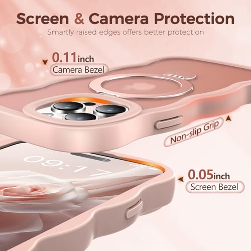 Coque iPhone 15 Pro Max avec support rotatif 360 et cadre design ondulé mat - 7