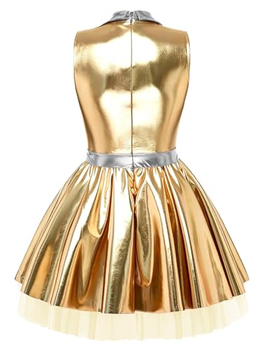 Vestido alienígena Aislor mono metálico sin mangas con diseño brillante 4