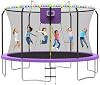 Trampolín para exteriores de 8/10/12/14 pies con aro de baloncesto y luces LED, aprobado ASTM, con red y escalera 2
