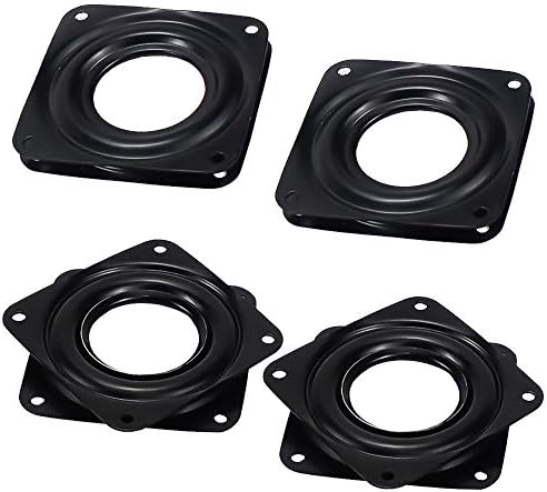 ZDNT 4 Pcs Rotating Swivel Plate,Square Turntable Bearing Plate,Lazy Susans Turntable Bearing,Lazy Susan Rotating Swivel Plate with Steel Ball Bearings - 3 360 Degrees Black Rotating Tray