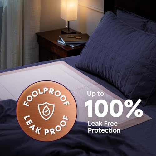 Heavy Absorbency Bed Pads, XXL Disposable 30 x 36 Chucks Pee Pads for Incontinence Bed Wetting for Adults, Elderly & Kids [50 Pads] Extra Large Underpads - 30x36 - With 2 Adhesive Strips on Each Pad - Thumbnail 2