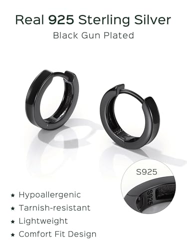 ChicSilver Hoop Earrings Men 925 Sterling Silver Mens Earrings Hypoallergenic Earrings for Men Gift for Dad (With Gift Box)4