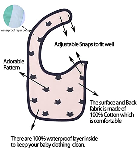 Maiwa 6 Pack Waterproof Cotton Baby Bibs For Girls For Drooling Eating Teething With Snaps #TOP2