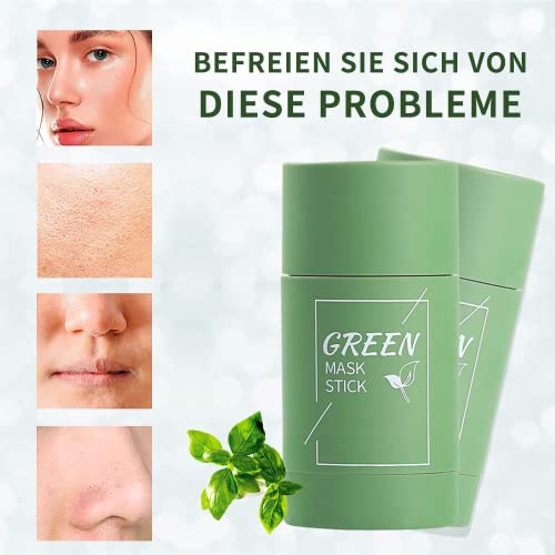 Foto von Susicit Grüner Tee Maske,Green Mask Stick, Grüner Tee Purifying Clay Stick Mask, Befeuchtet und kontrolliert das Öl, Akne-Clearing, Mitesserentferner