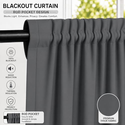 Image of Valance Blackout Rod Pocket Pattern Curtain Pack of 1 Piece, Kitchen Curtain | 3 Feet - Grey