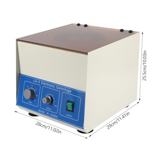 CRYBY Electric Benchtop Centrifuge Machine, Electric Lab Laboratory Dental Centrifugal Device with Speed Control and Timer, Low Noise Desktop Centrifuge for Lab School Scientific Research, 4000r/Min