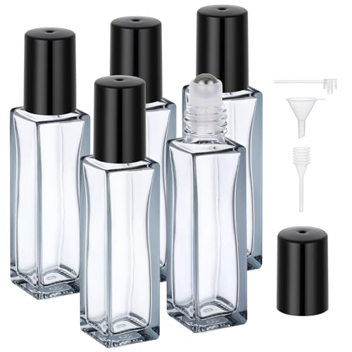 Segbeauty - Segbeauty Flacon Roll On Vide, 5 Pezzi 10ml Bouteilles à Rouleaux d'huiles Essentielles, Réutilisable et Portable, avec Bille Roulante en Acier Inoxydable, pour Aromathérapie (Gris)