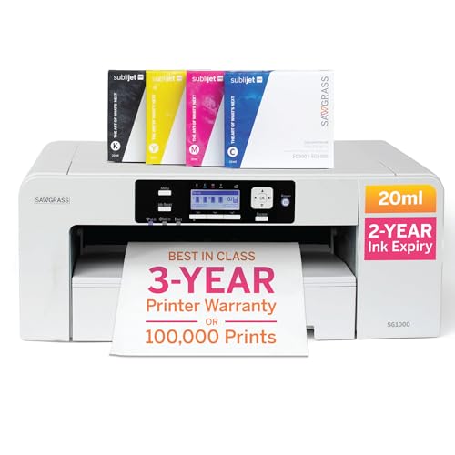 Sawgrass SG1000 Sublimation Printer Starter Bundle | Professional Dye-Sublimation Printer with 20mL SubliJet UHD Inks & TruePix Paper | Prints Up to 11”x17” | Wi-Fi | Auto-Maintenance | Business-Ready